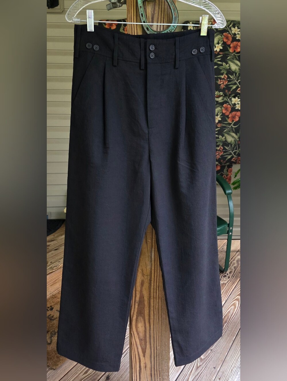 Forme d'Expression Black Tucked Pleated Virgin Wool Trousers Pants 40 US 4